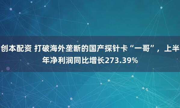 创本配资 打破海外垄断的国产探针卡“一哥”,上半年净利润同比增长273.39%
